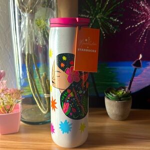 Starbucks Manuela Guillen Dream White Glitter Stainless Hot Cold Tumbler 16oz